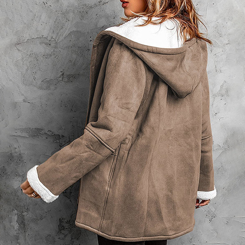 Estelle | Manteau Féminin Daim à Capuche