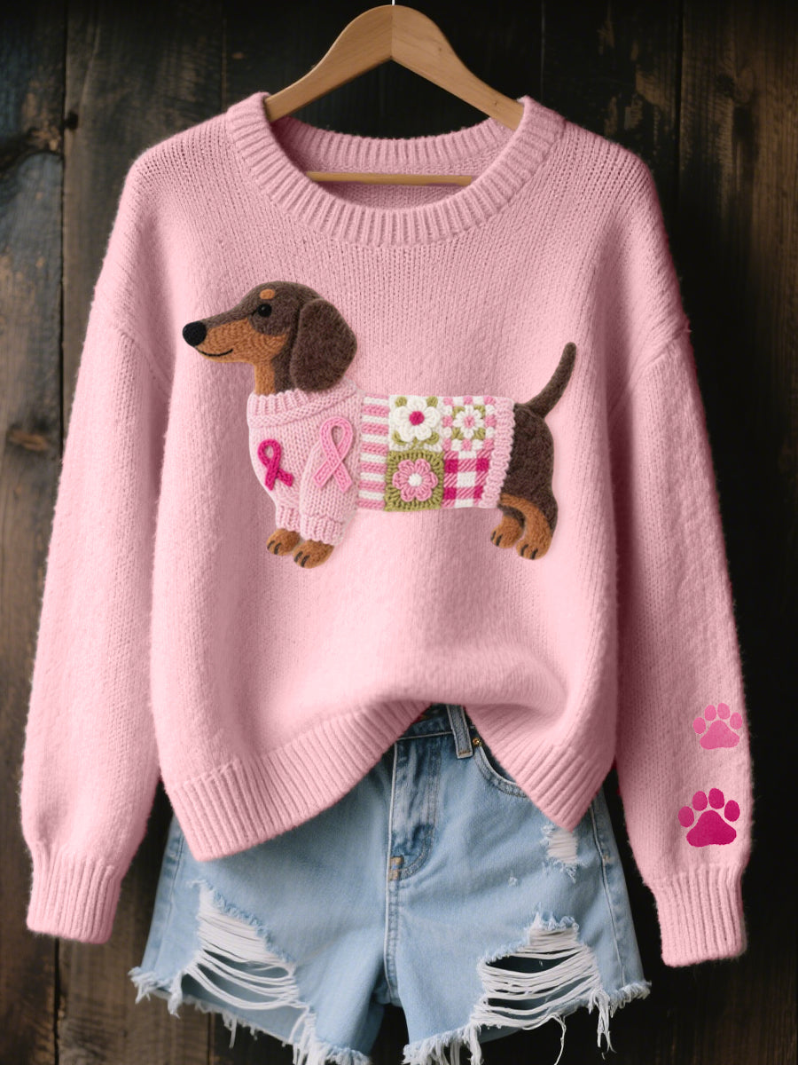 Léa | Pull Chic Brodé Teckel