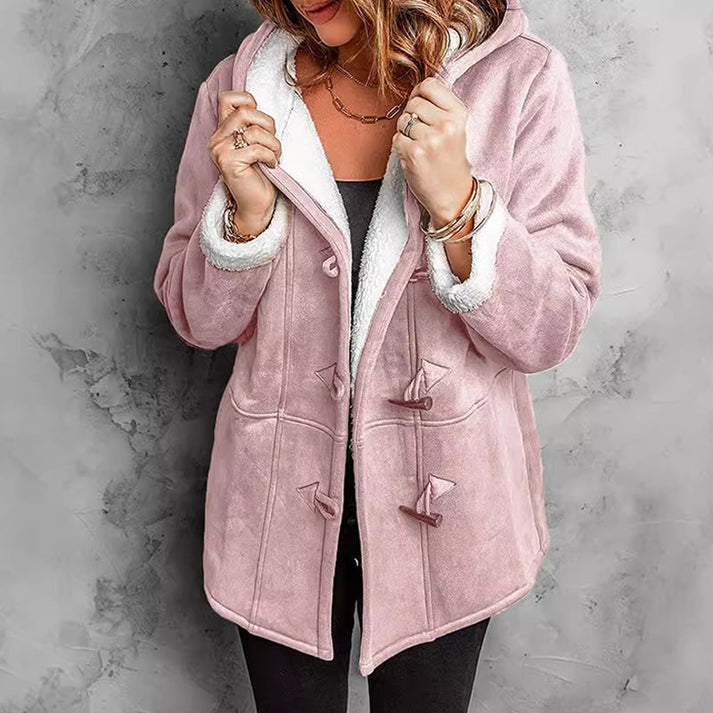 Estelle | Manteau Féminin Daim à Capuche
