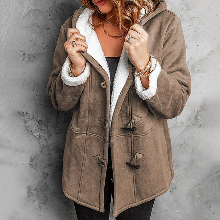 Estelle | Manteau Féminin Daim à Capuche