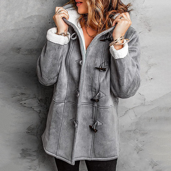 Estelle | Manteau Féminin Daim à Capuche