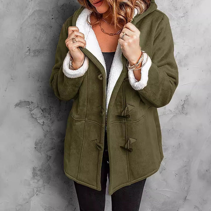 Estelle | Manteau Féminin Daim à Capuche