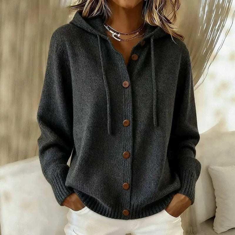 Florence - Cardigan Élégant Boutonné à Capuche