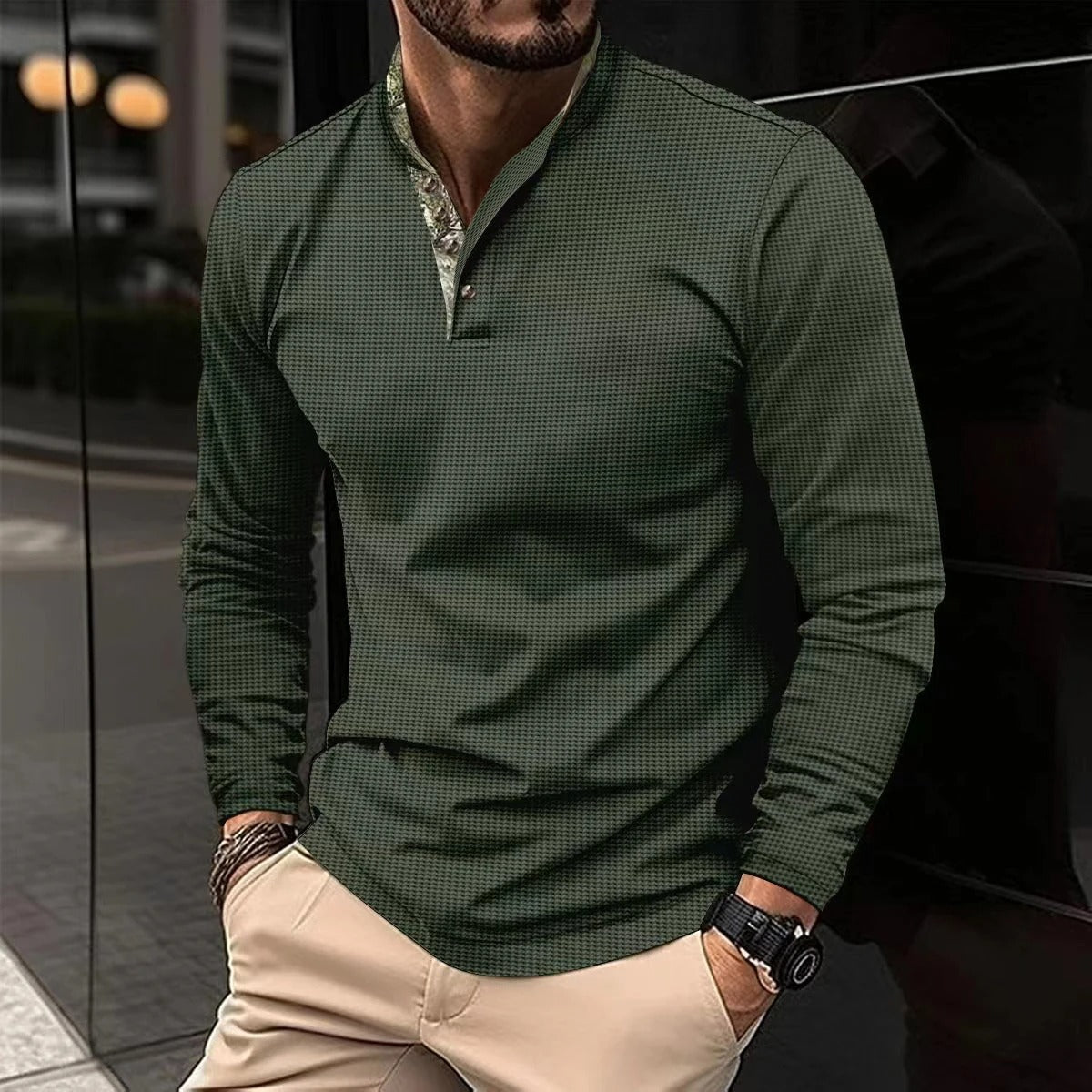 Thomas - T-shirt Henley Manches Longues Homme