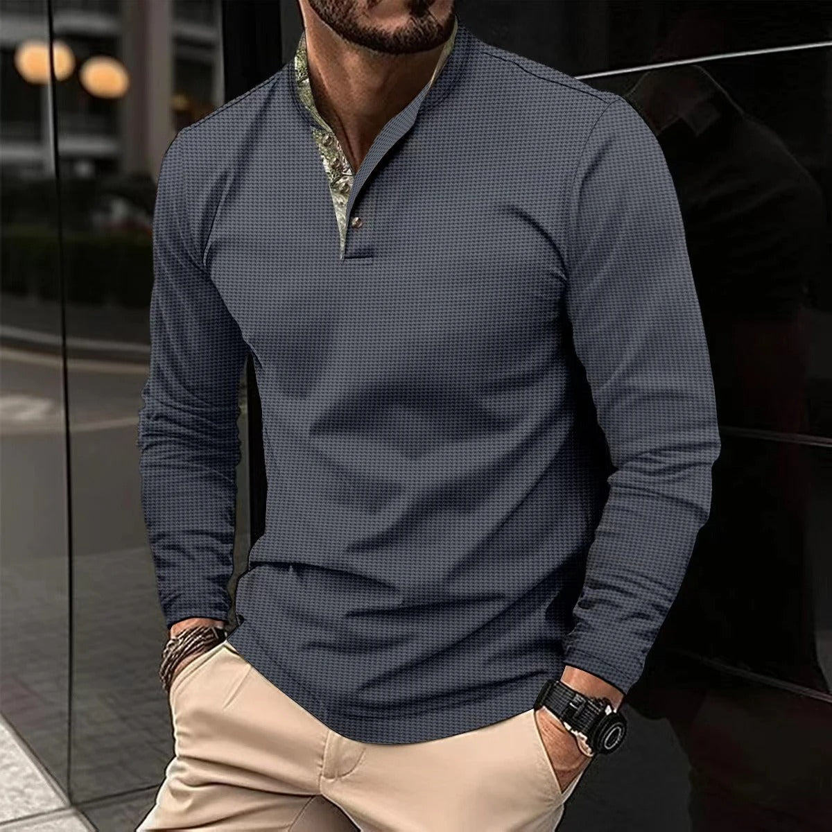 Thomas - T-shirt Henley Manches Longues Homme