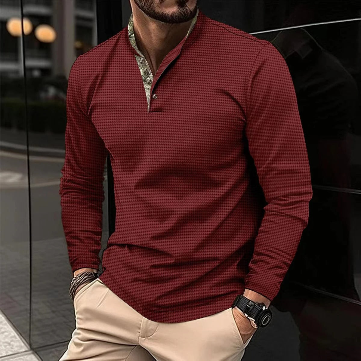 Thomas - T-shirt Henley Manches Longues Homme