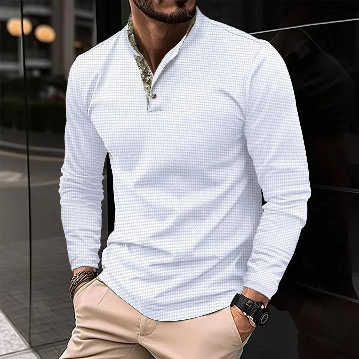 Thomas - T-shirt Henley Manches Longues Homme