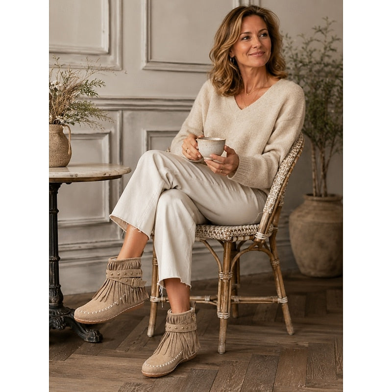 Florence - Bottines Chic Franges Plates