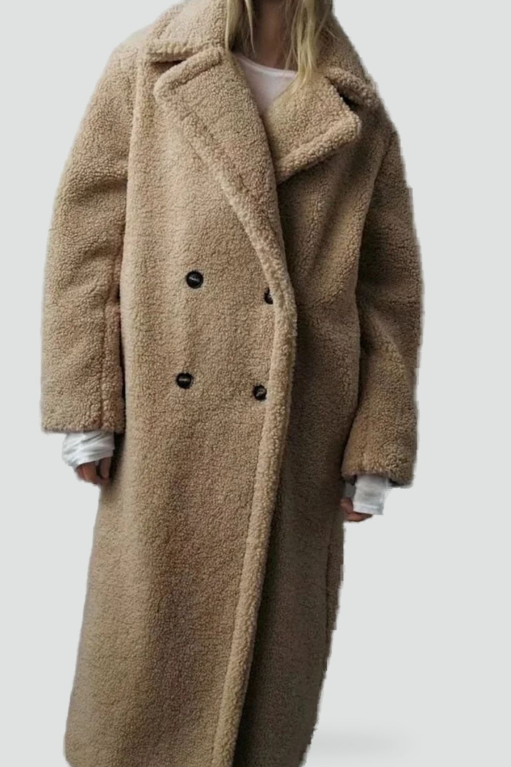 Nathalie - Manteau Élégant Long Teddy