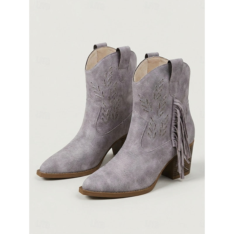 Chloé - Bottines Cowboy Chic Daim Franges