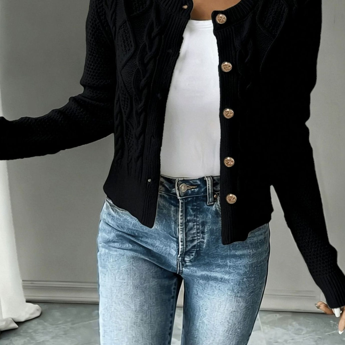 Camille - Cardigan Élégant Torsadé Boutonné