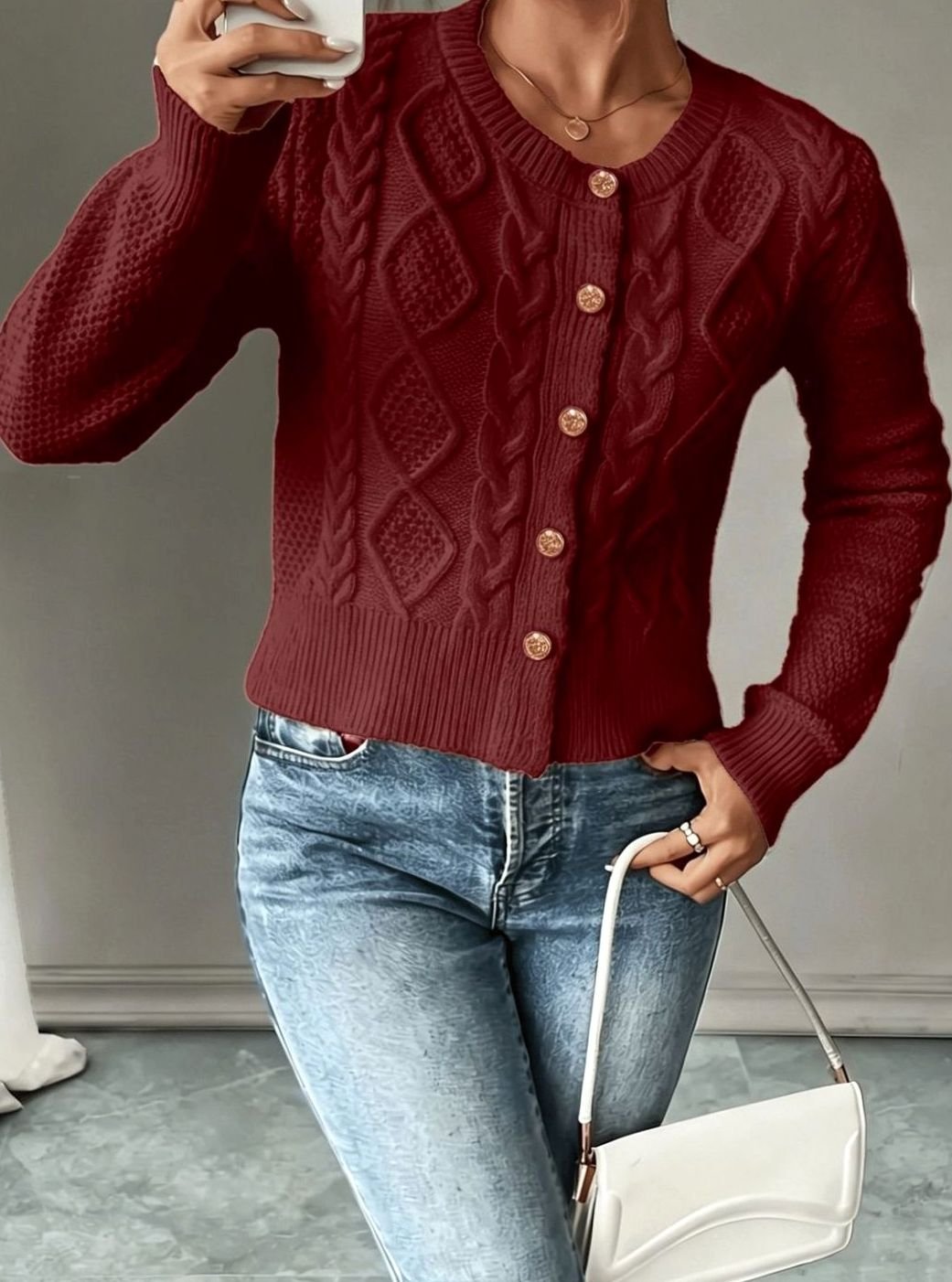 Camille - Cardigan Élégant Torsadé Boutonné