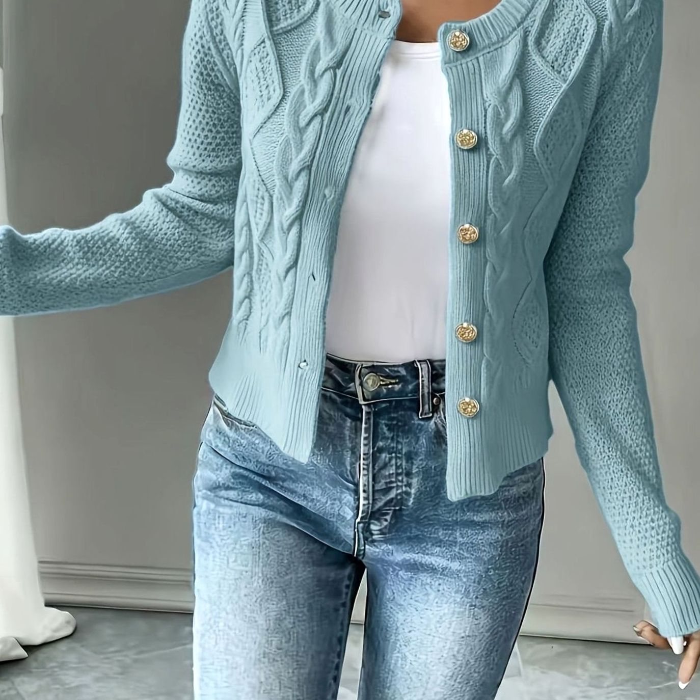 Camille - Cardigan Élégant Torsadé Boutonné
