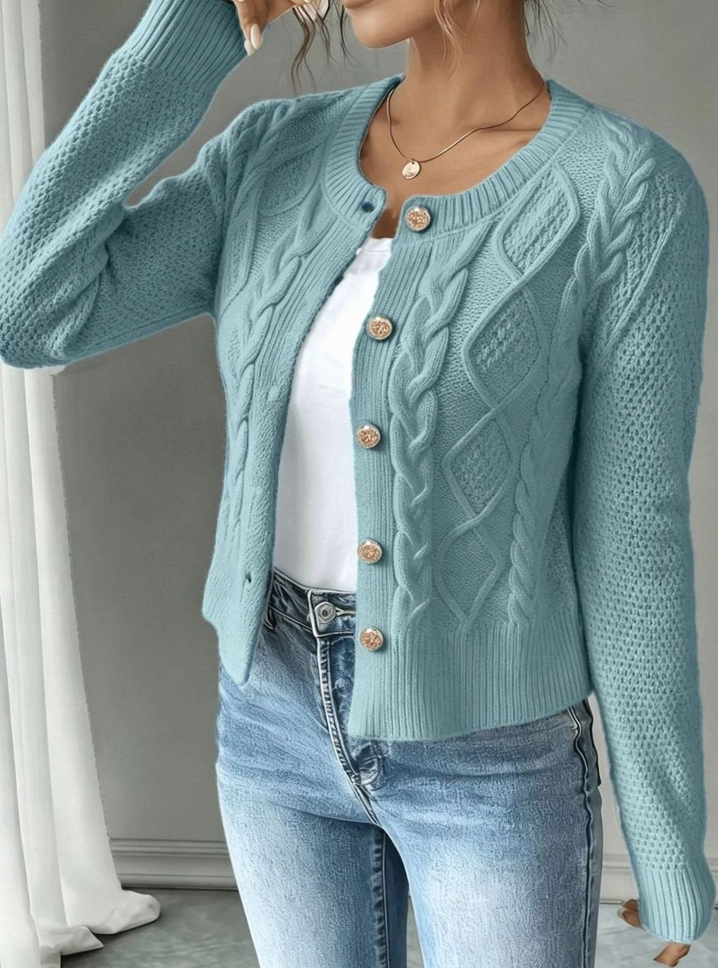 Camille - Cardigan Élégant Torsadé Boutonné