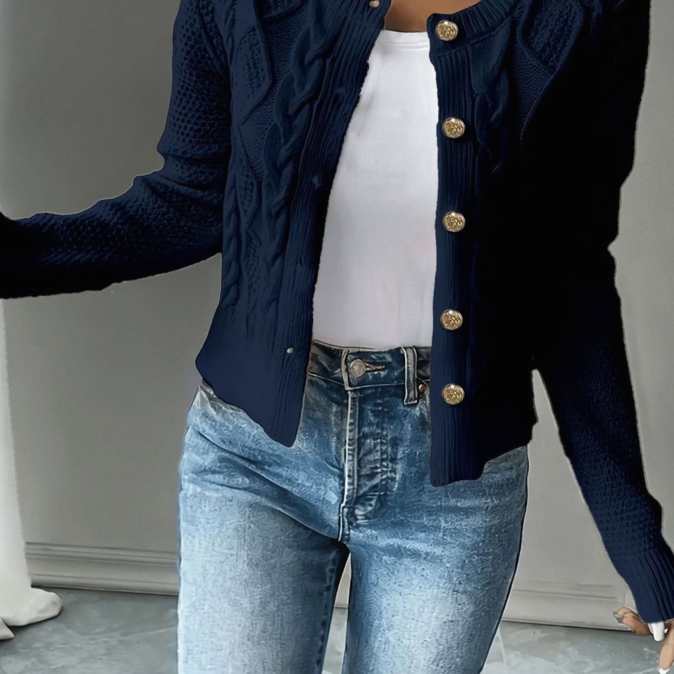 Camille - Cardigan Élégant Torsadé Boutonné