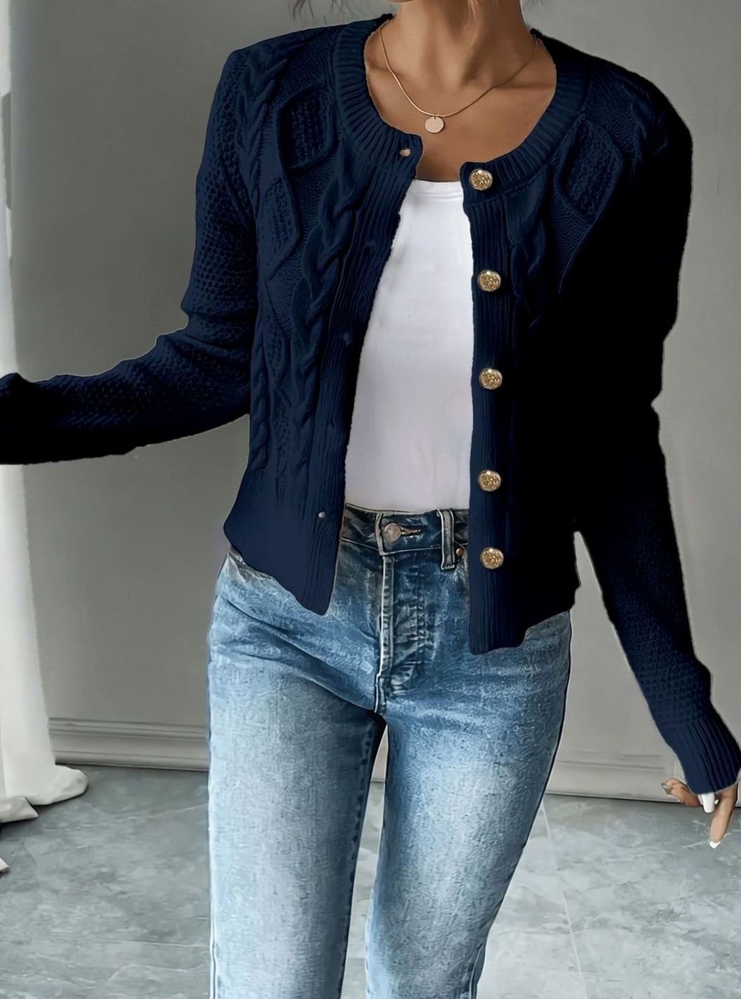 Camille - Cardigan Élégant Torsadé Boutonné