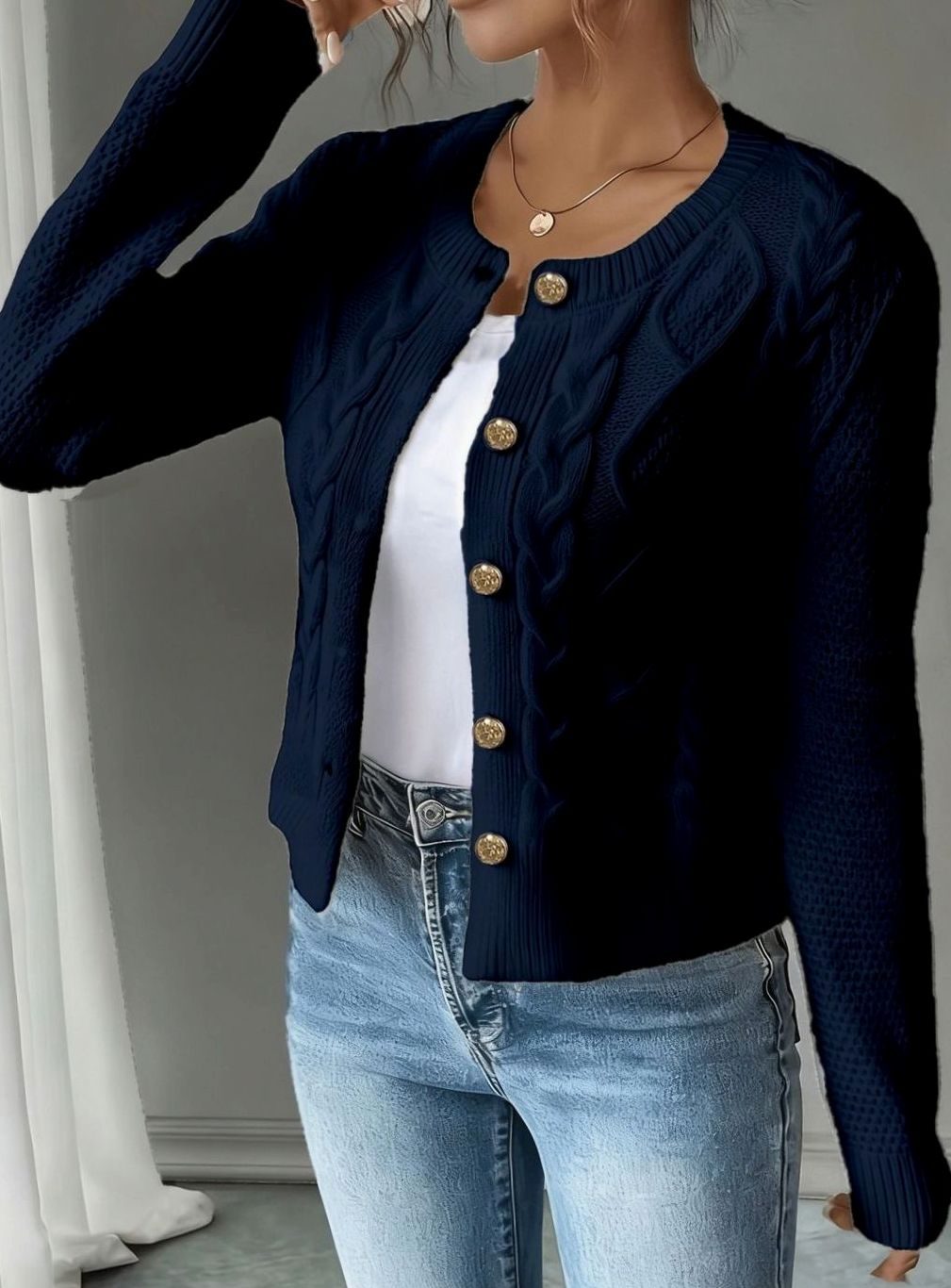 Camille - Cardigan Élégant Torsadé Boutonné