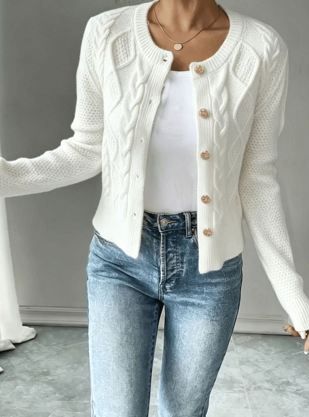 Camille - Cardigan Élégant Torsadé Boutonné