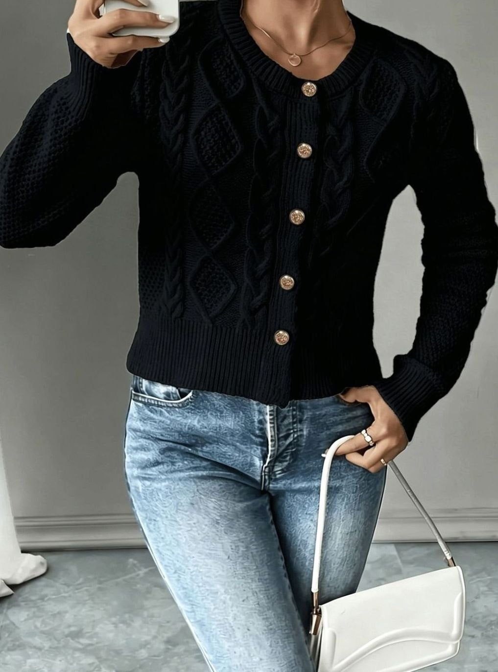 Camille - Cardigan Élégant Torsadé Boutonné