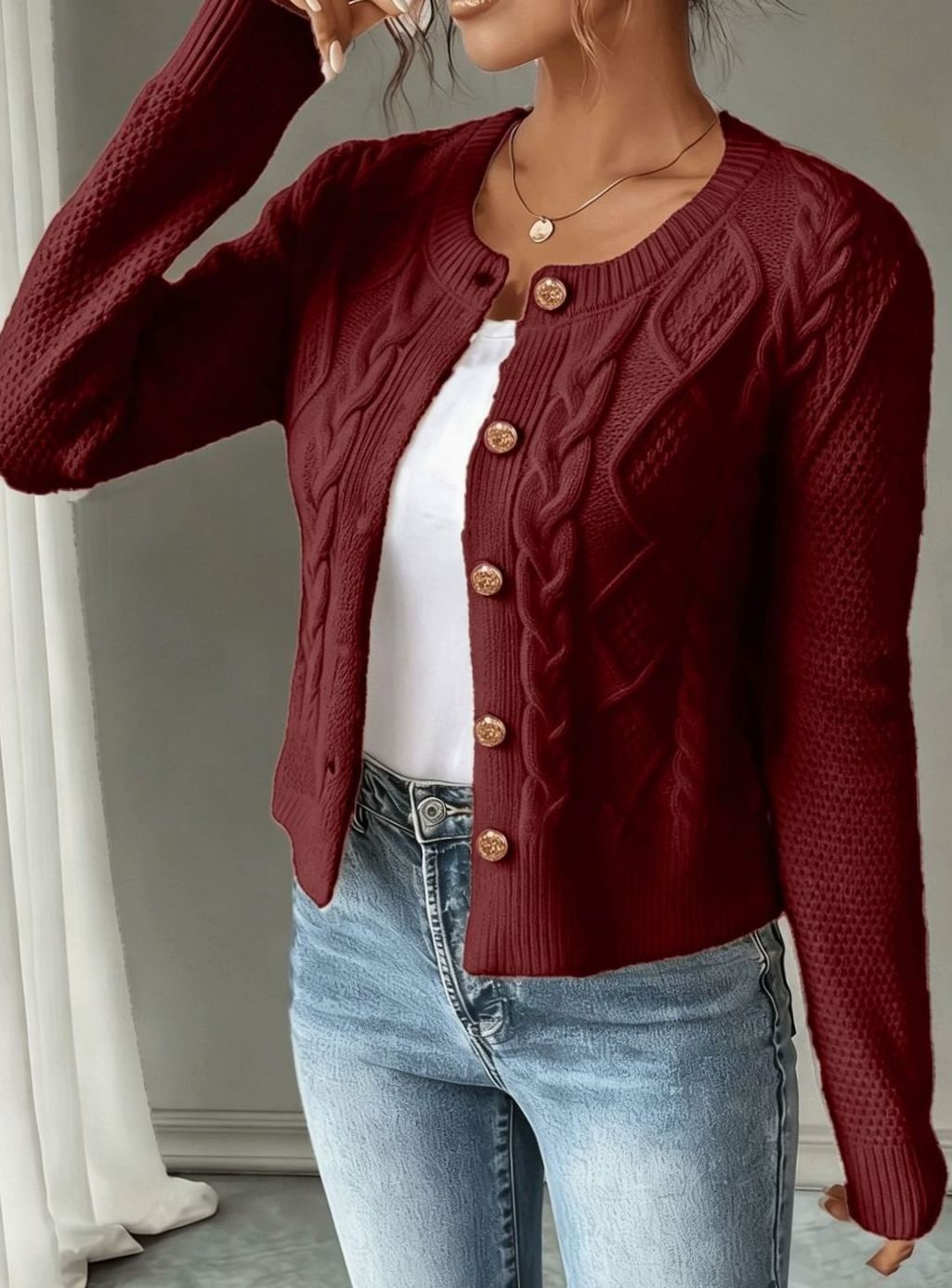 Camille - Cardigan Élégant Torsadé Boutonné