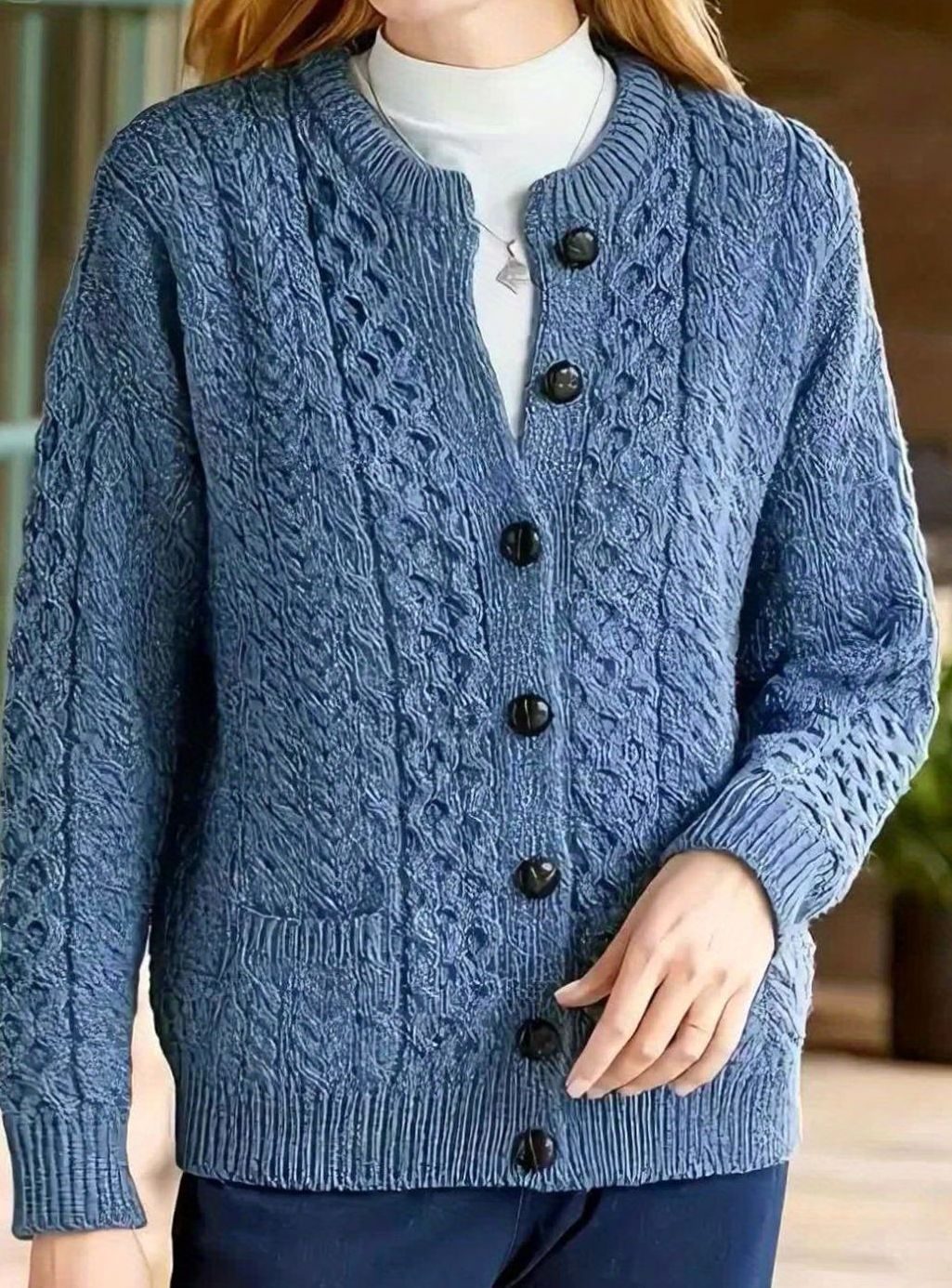 Delphine - Cardigan Élégant Torsadé à Poches