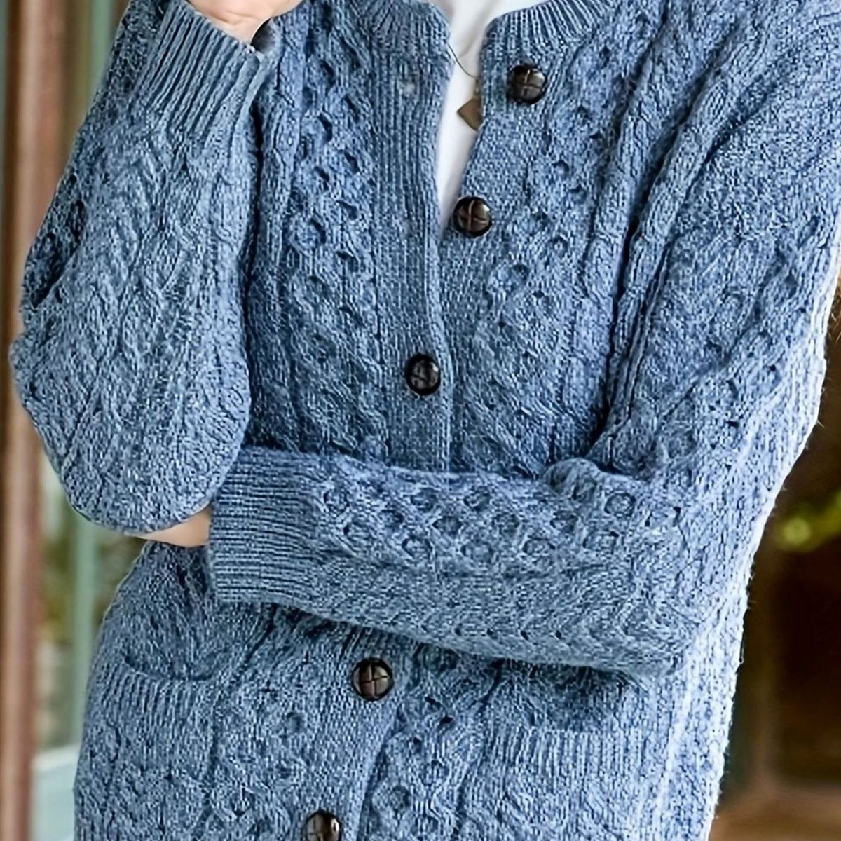 Delphine - Cardigan Élégant Torsadé à Poches