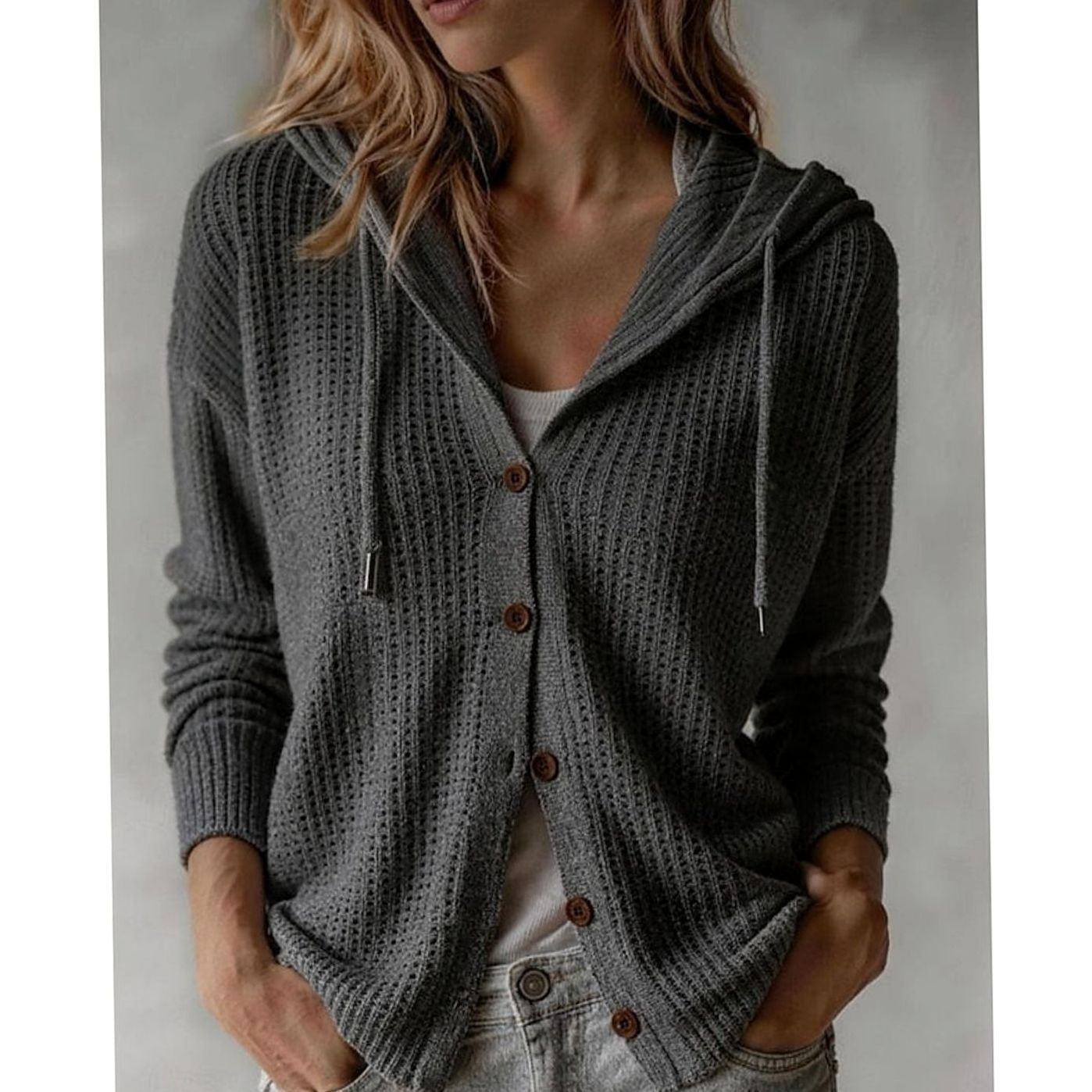Florence - Cardigan Élégant Capuche Boutonné
