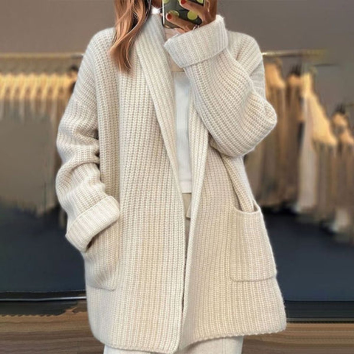 Christine - Cardigan Élégant Oversize Poches