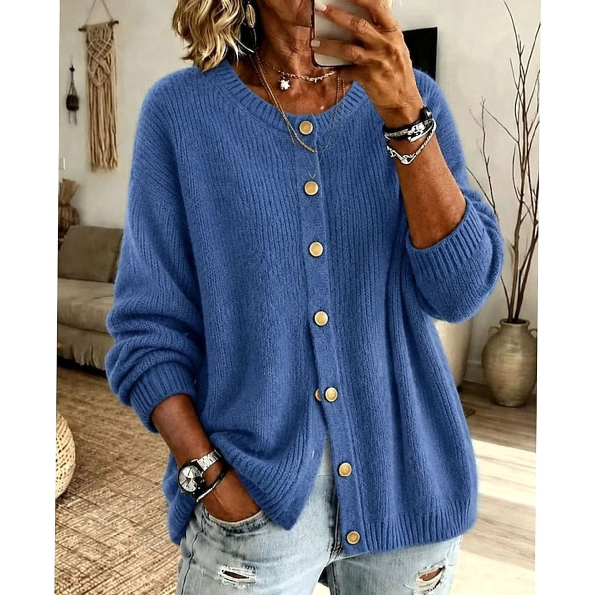 Christine - Cardigan Élégant Oversize Boutonné