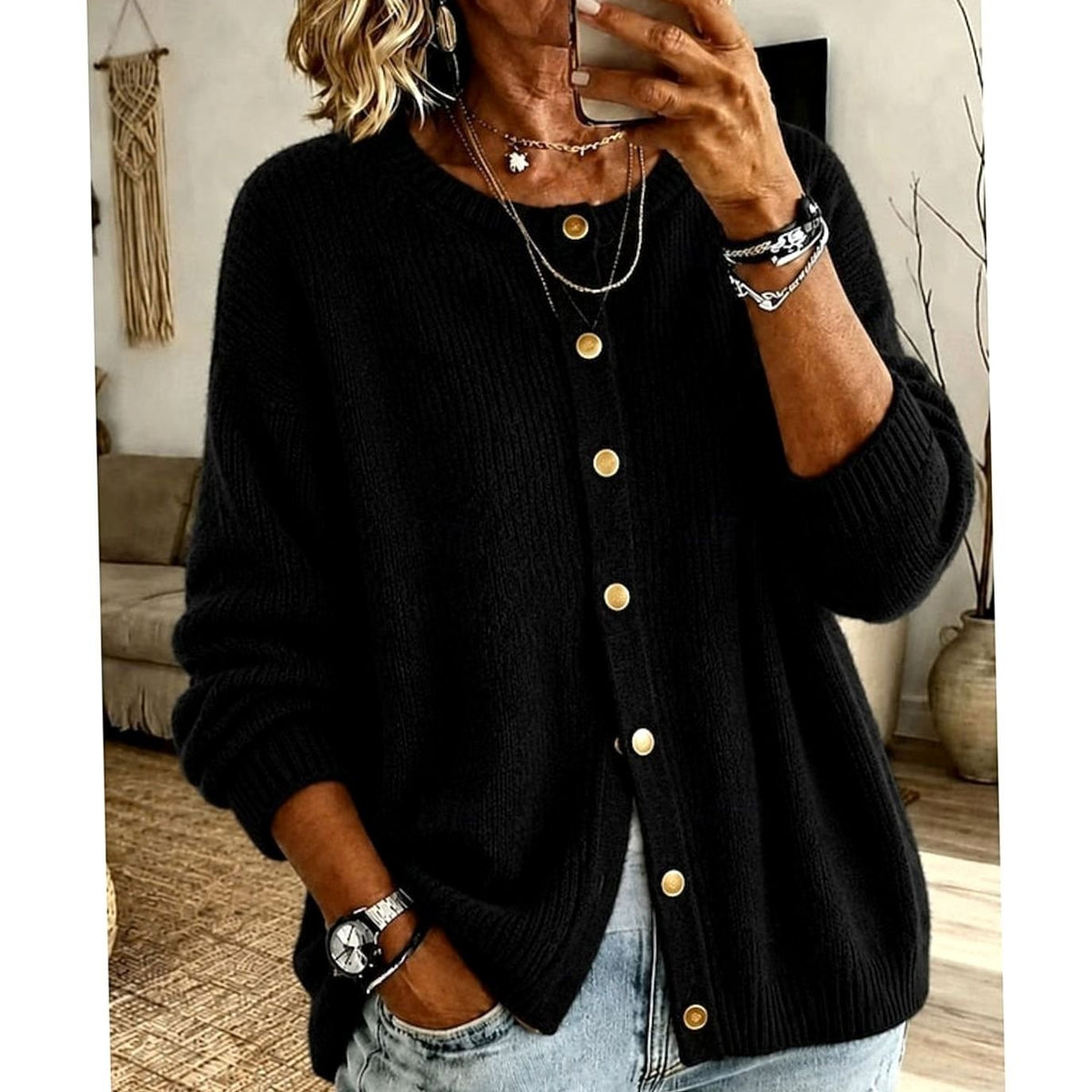 Christine - Cardigan Élégant Oversize Boutonné