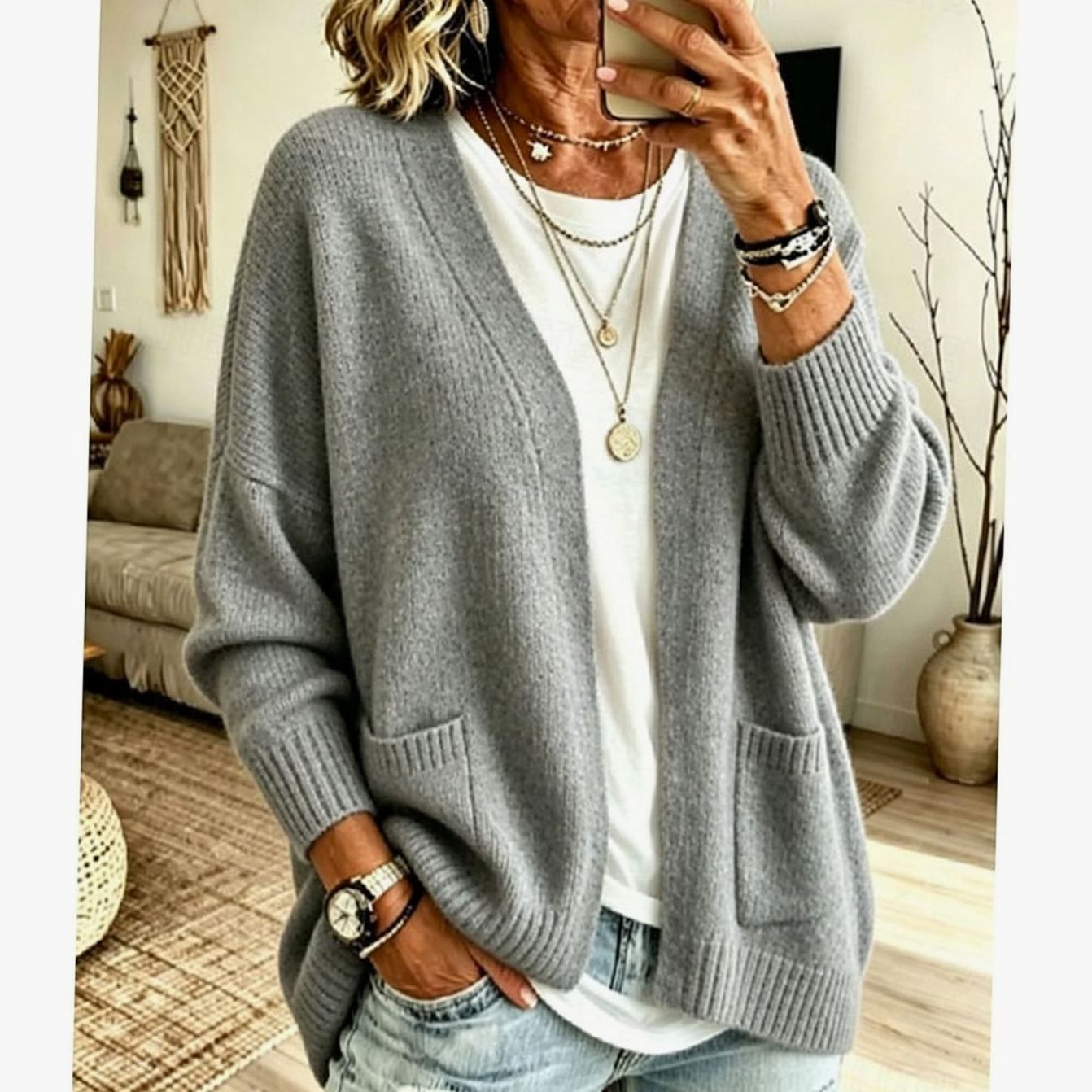 Manon - Cardigan Élégant Oversize Maille