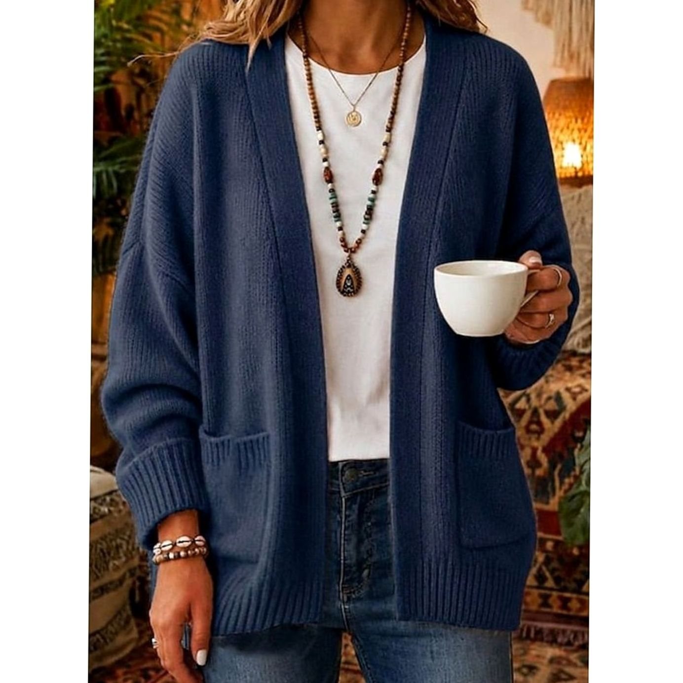 Nathalie - Cardigan Élégant Oversize à Poches