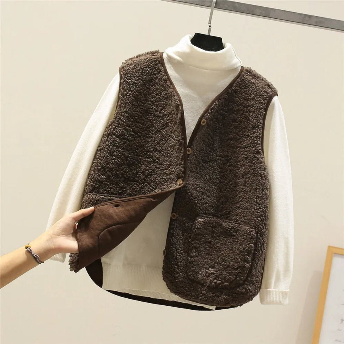 Valérie - Gilet Élégant Sherpa Sans Manches