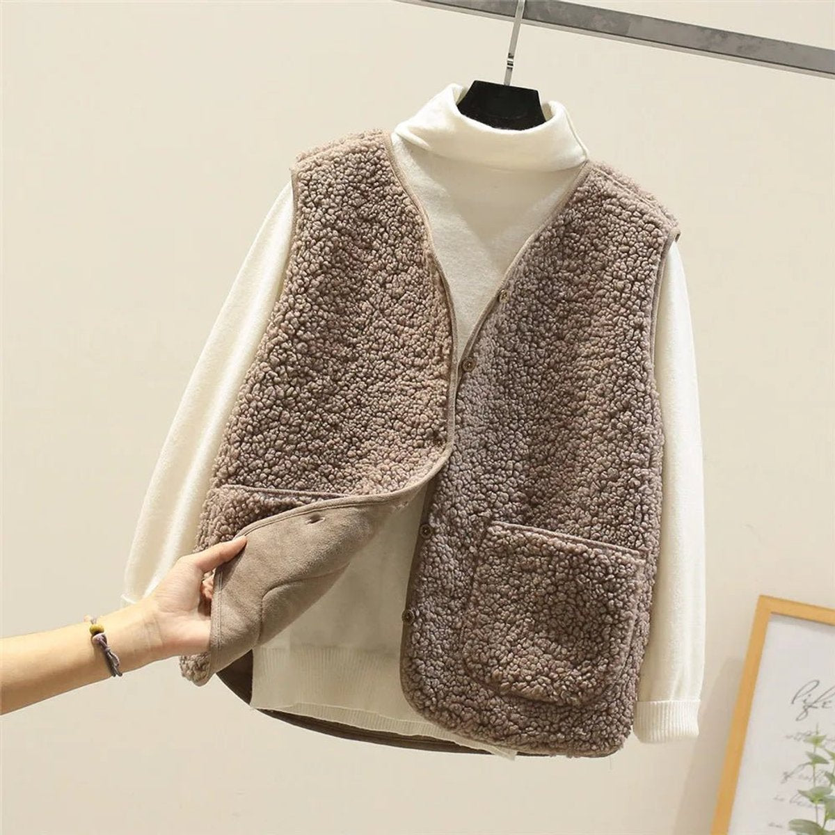 Valérie - Gilet Élégant Sherpa Sans Manches