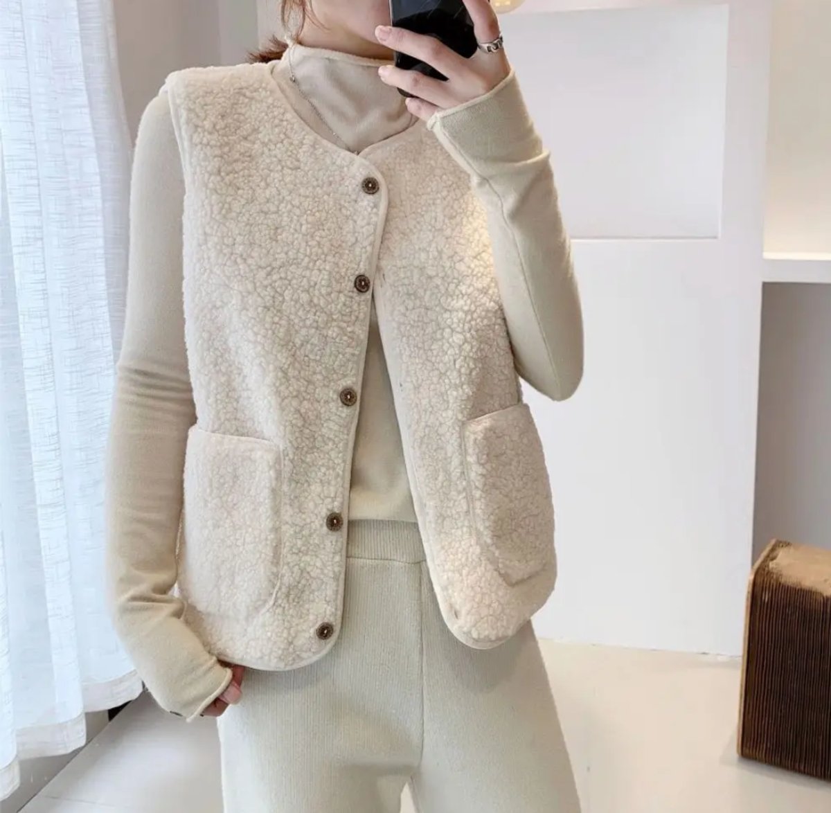 Valérie - Gilet Élégant Sherpa Sans Manches