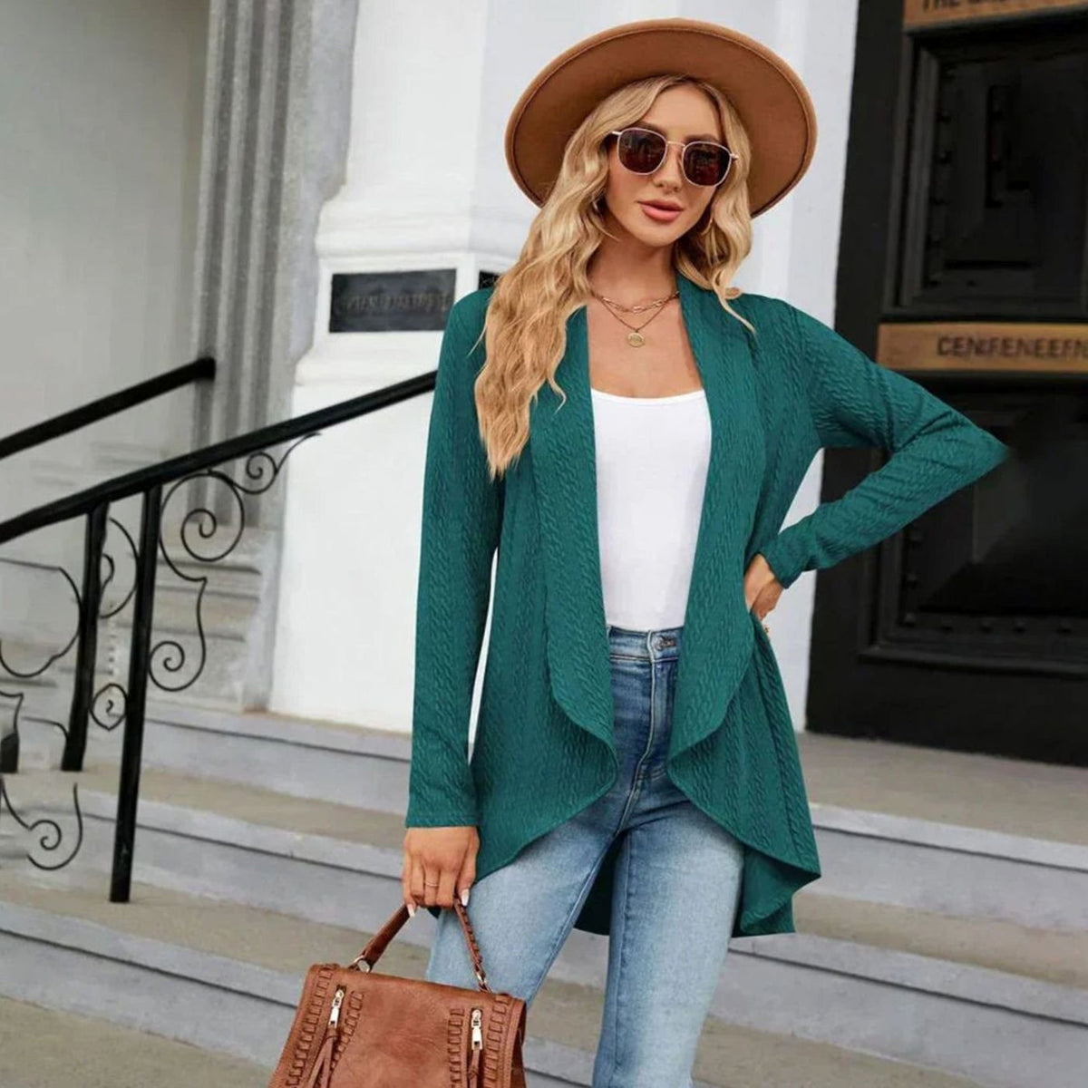 Sylvie - Cardigan Élégant Long Torsadé
