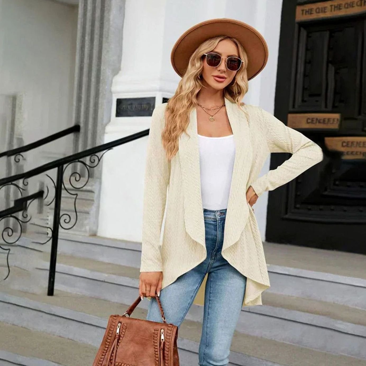 Sylvie - Cardigan Élégant Long Torsadé