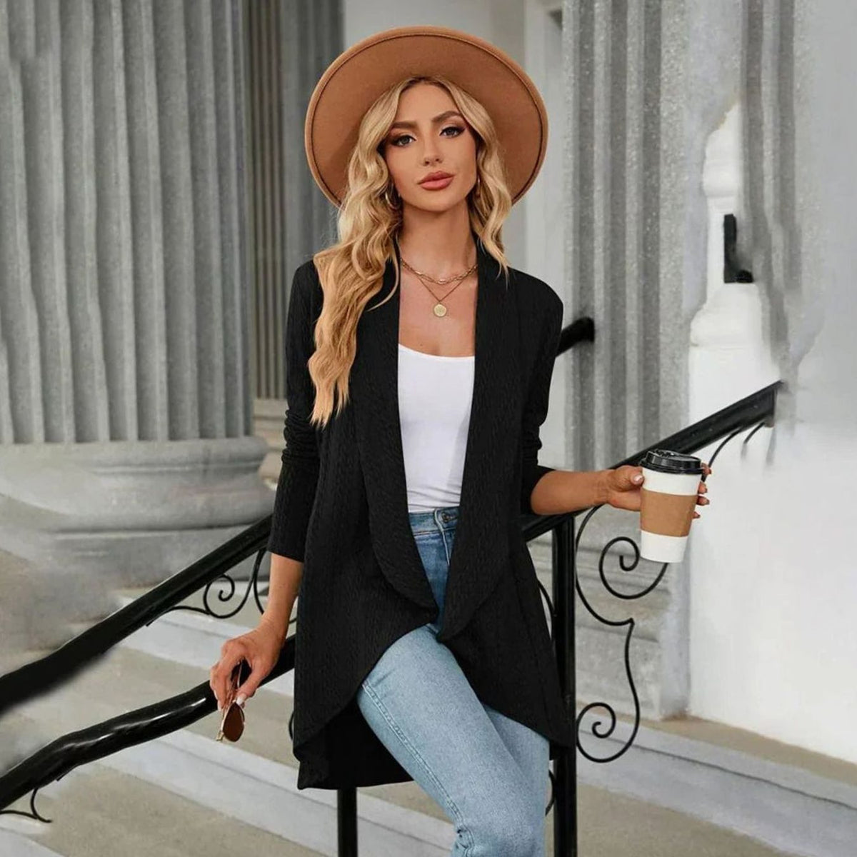 Sylvie - Cardigan Élégant Long Torsadé
