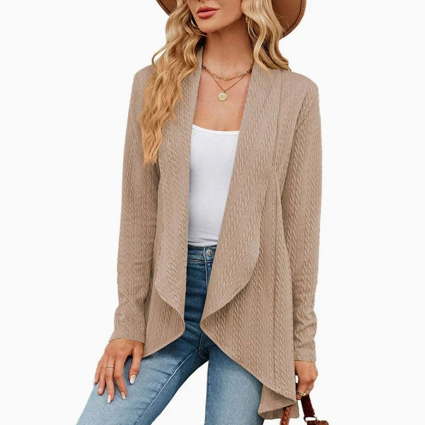 Sylvie - Cardigan Élégant Long Torsadé