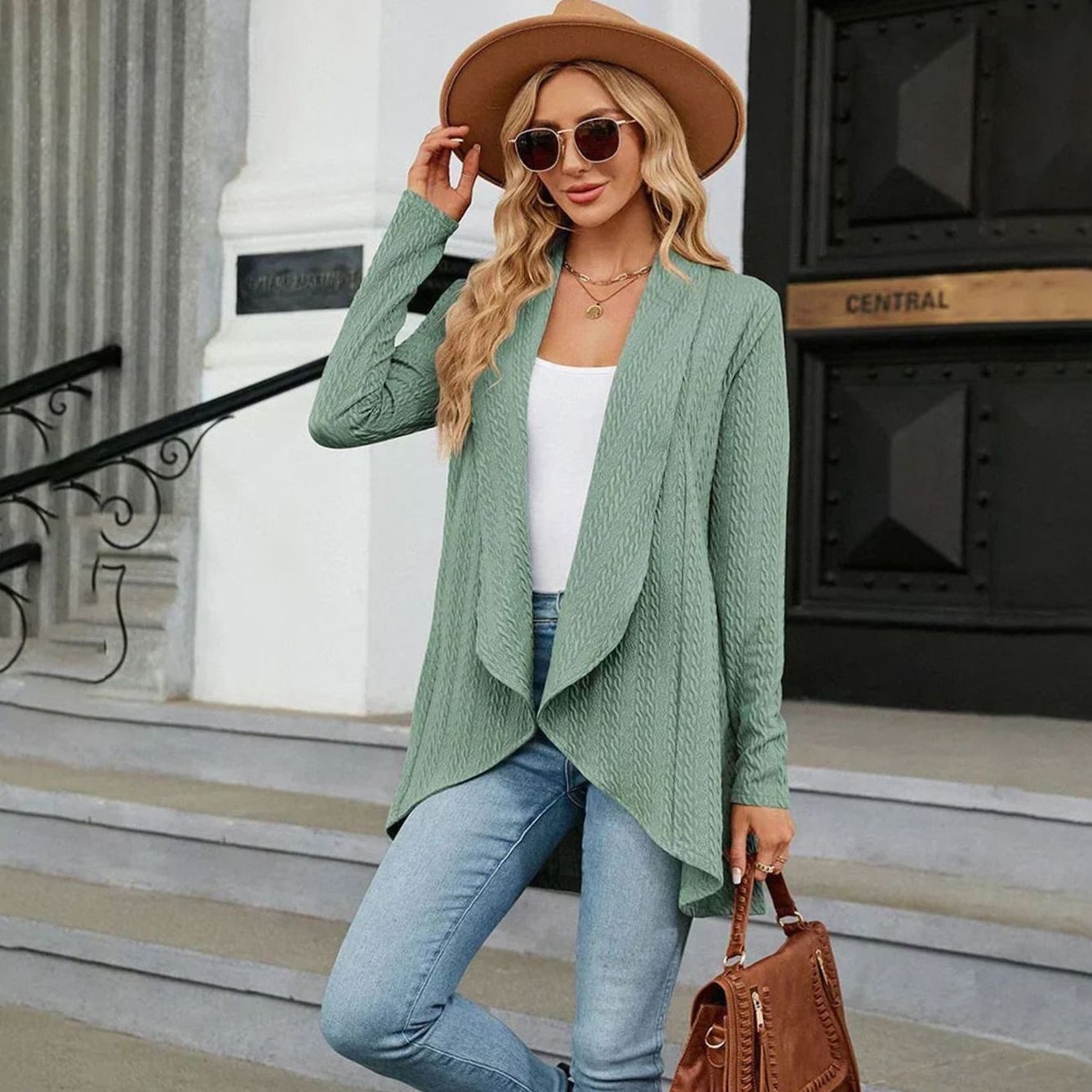 Sylvie - Cardigan Élégant Long Torsadé
