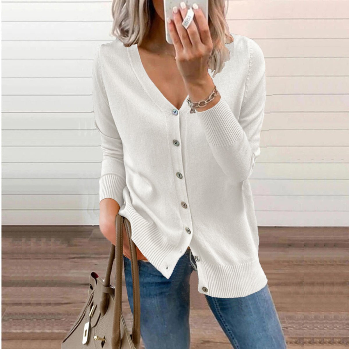 Charlotte - Cardigan Élégant Long Boutonné