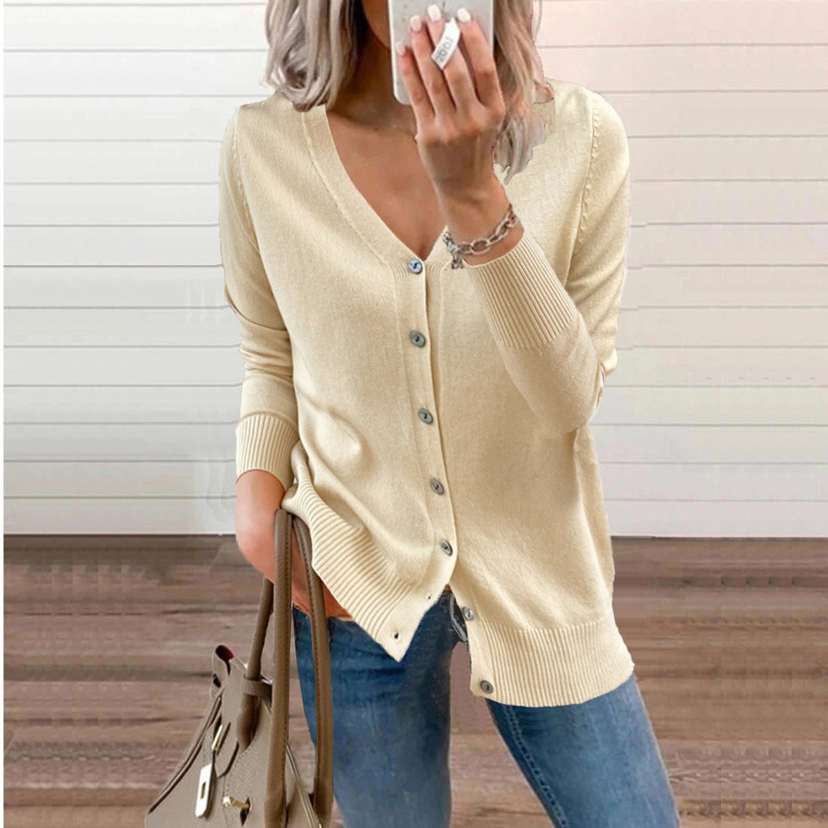 Charlotte - Cardigan Élégant Long Boutonné