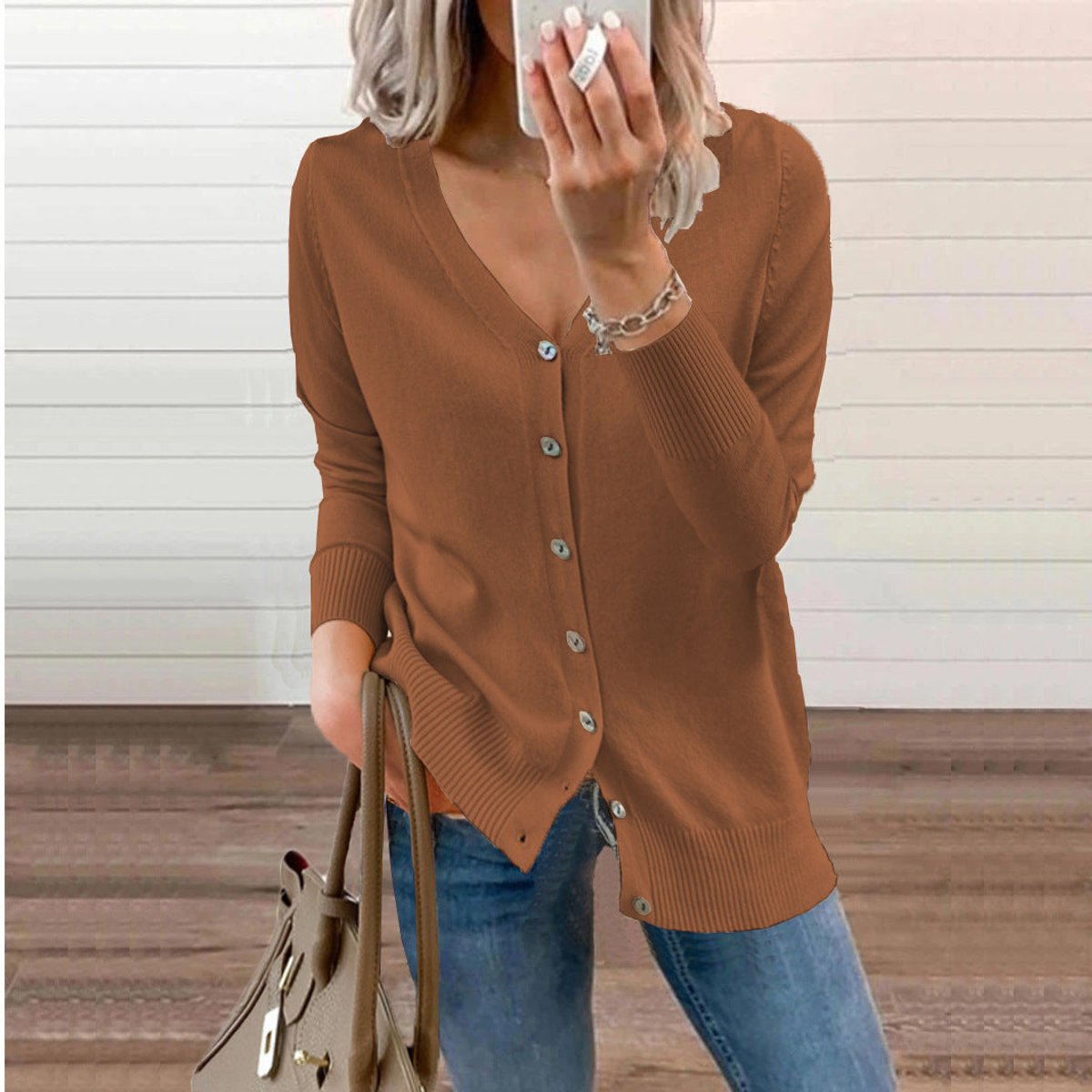 Charlotte - Cardigan Élégant Long Boutonné