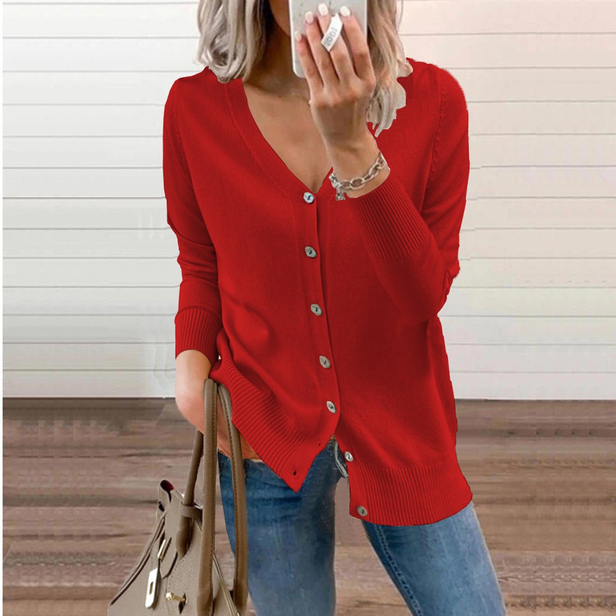 Charlotte - Cardigan Élégant Long Boutonné