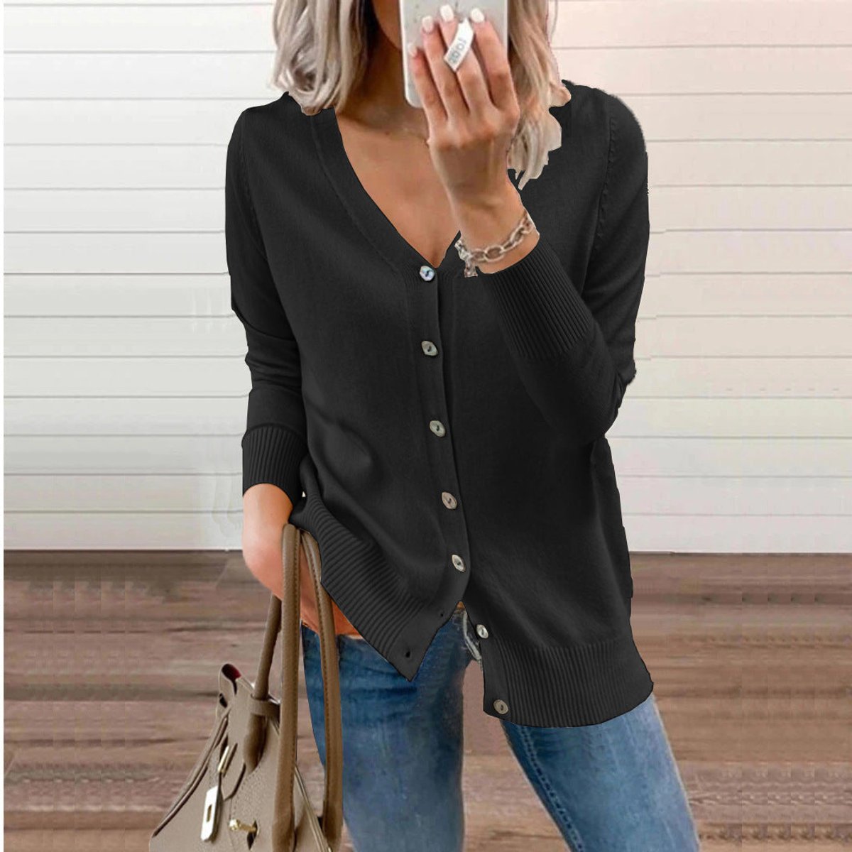 Charlotte - Cardigan Élégant Long Boutonné