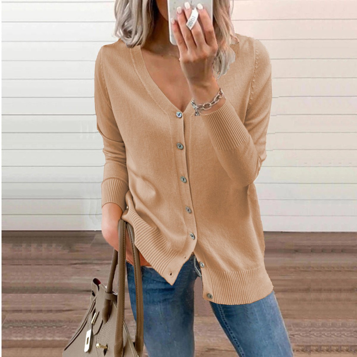 Charlotte - Cardigan Élégant Long Boutonné