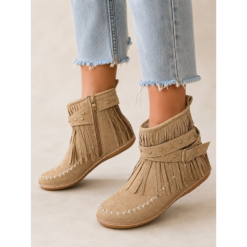 Florence - Bottines Chic Franges Plates